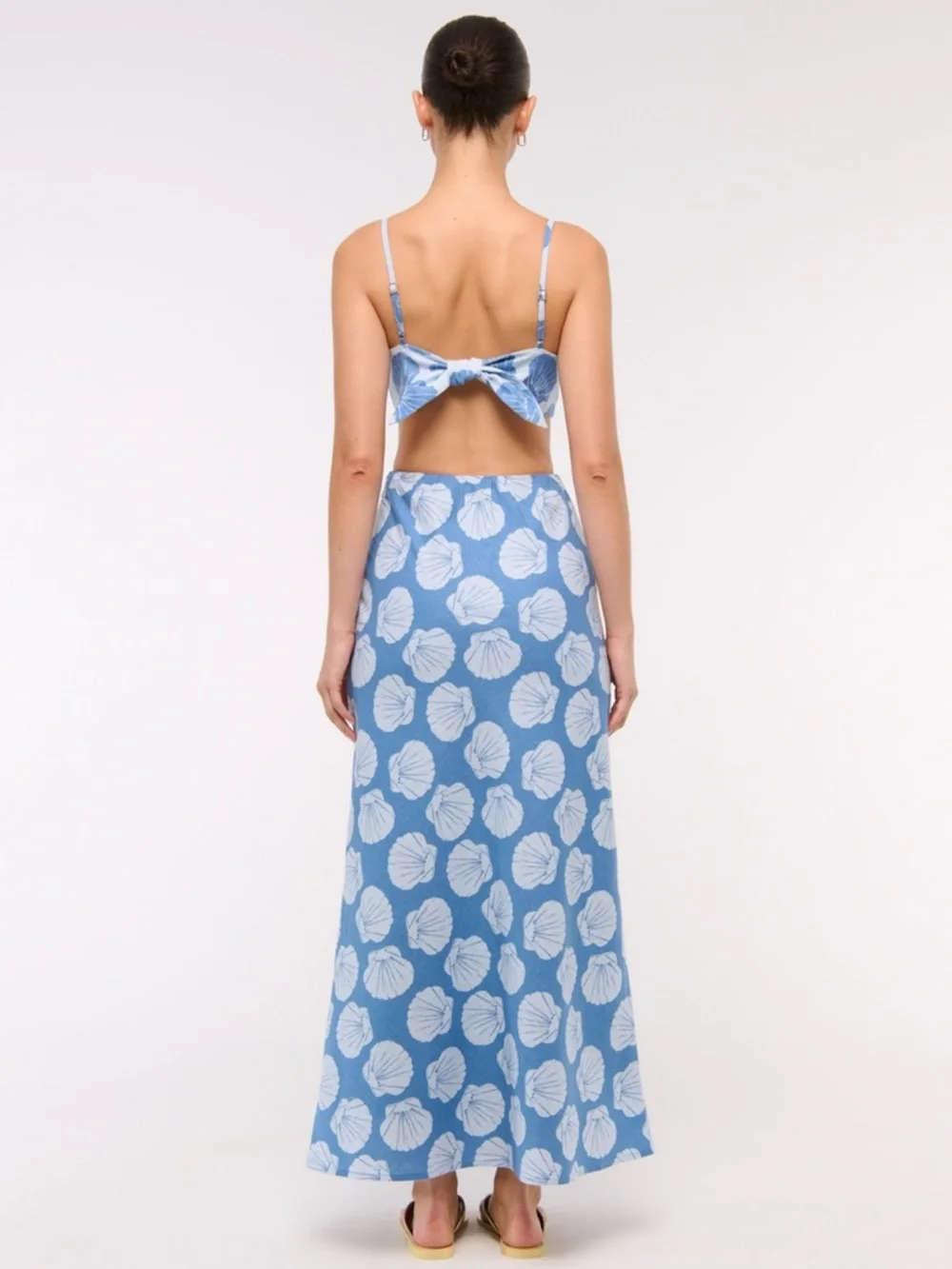 Abercrombie & Fitch The A&F Julia Slip Cutout Maxi Dress Blue Shell Print Tall